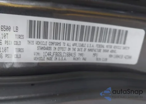 2020 Jeep Grand Cherokee Limited 4X4 from USA, damaged, VIN 1C4RJFBG5LC168415